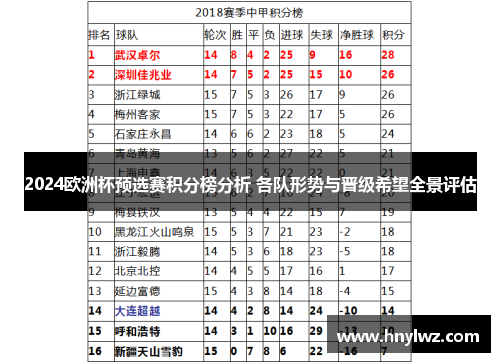 2024欧洲杯预选赛积分榜分析 各队形势与晋级希望全景评估